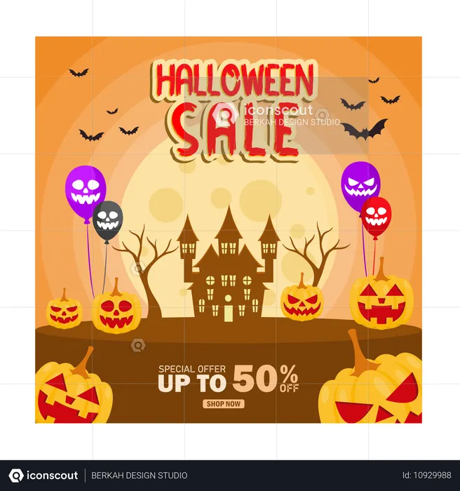 Promociones de compras en las fiestas de Halloween  Ilustración