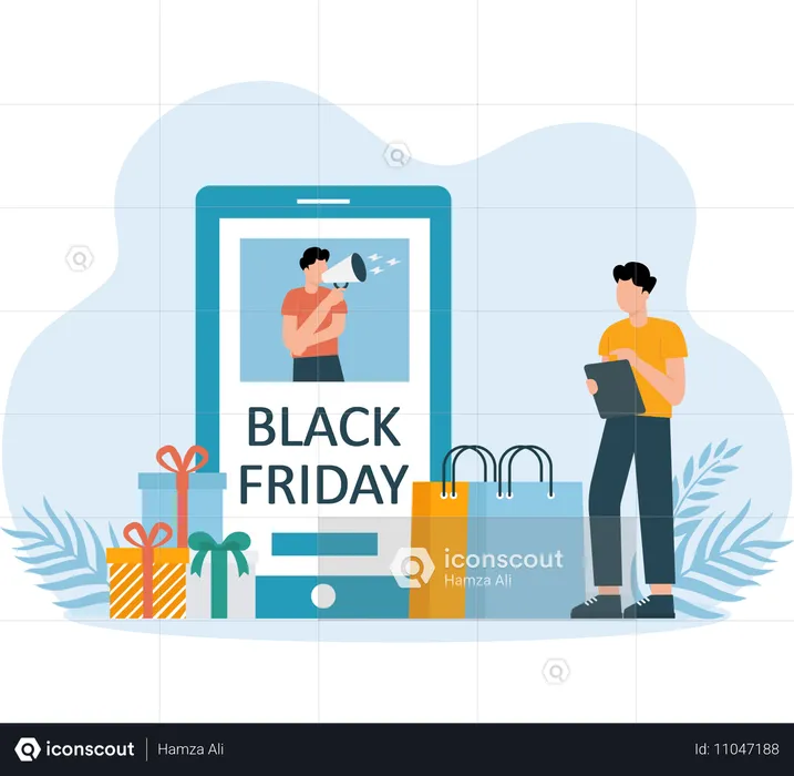 Propaganda online da Black Friday nas redes sociais  Ilustração