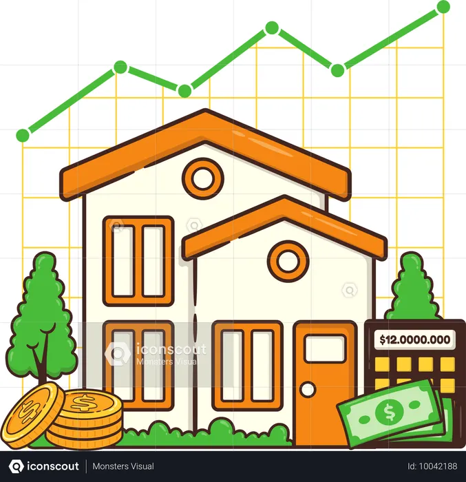 Property value of house increases in urban city  Illustration