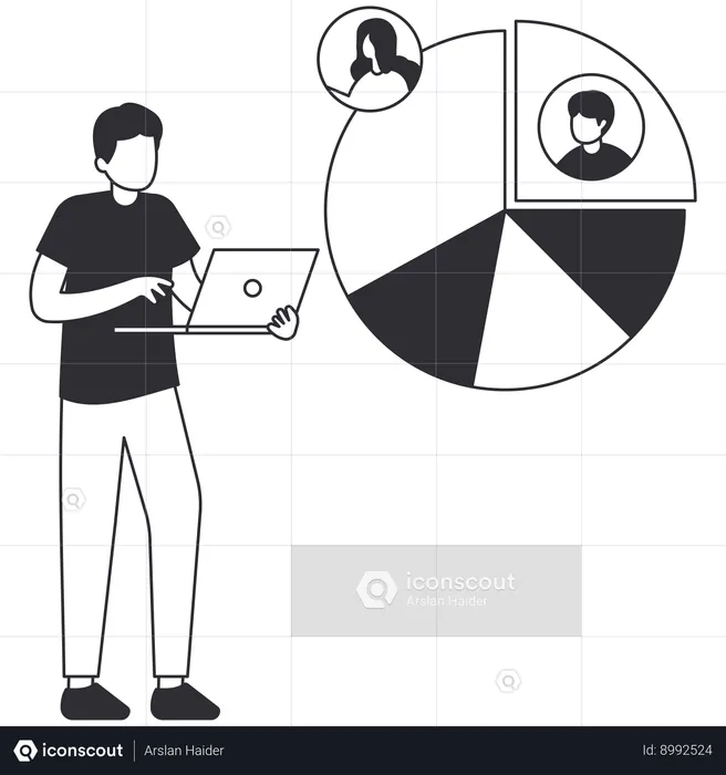 Dueño de empresa dividiendo acciones comerciales  Ilustración