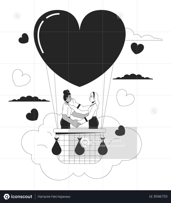 Proposing in hot air ballooning  Illustration