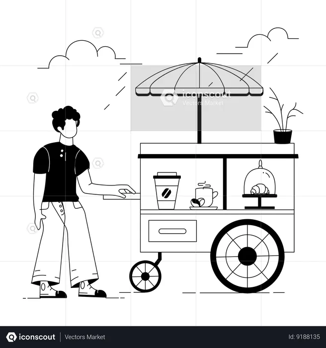 Propriétaire du chariot à café  Illustration