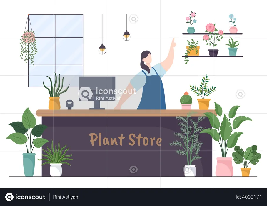 Propriétaire d'un magasin de plantes  Illustration