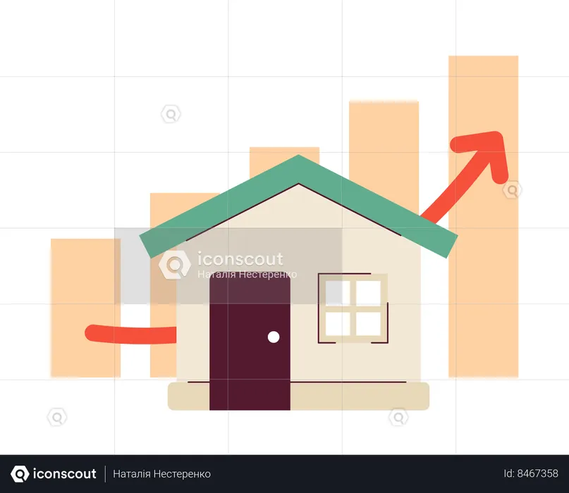 Graphique en hausse du marché immobilier  Illustration