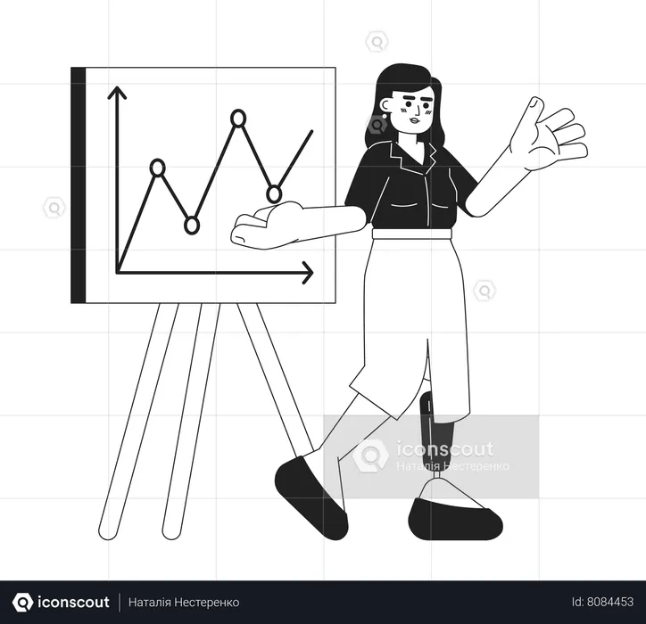 Prosthesis leg woman with presentation whiteboard  Illustration