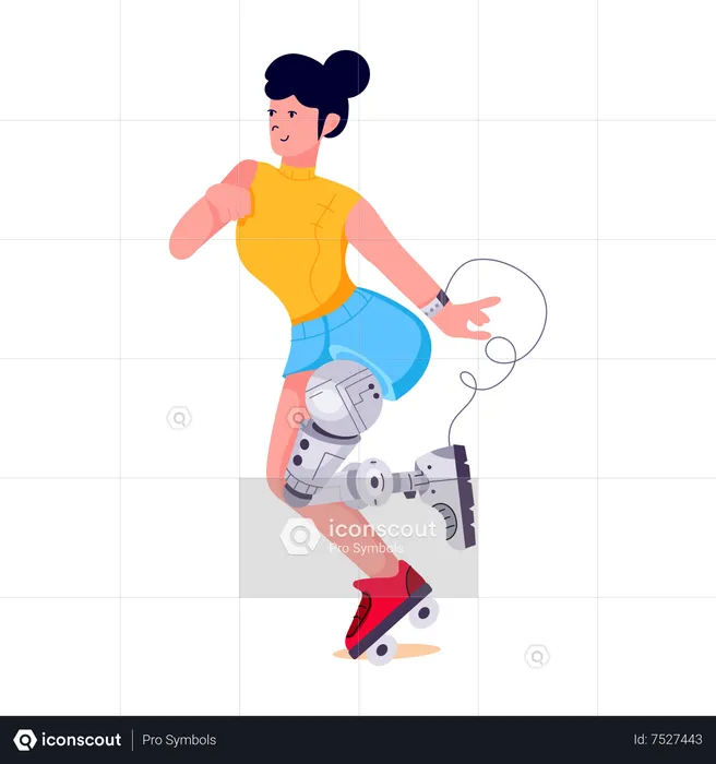 Prosthetic Girl with robotic leg  Illustration