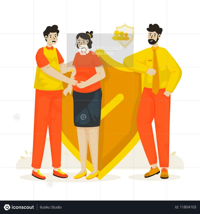 Protecting family life with insurance  Illustration