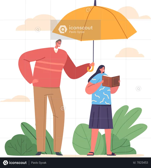Protective family umbrella  Illustration