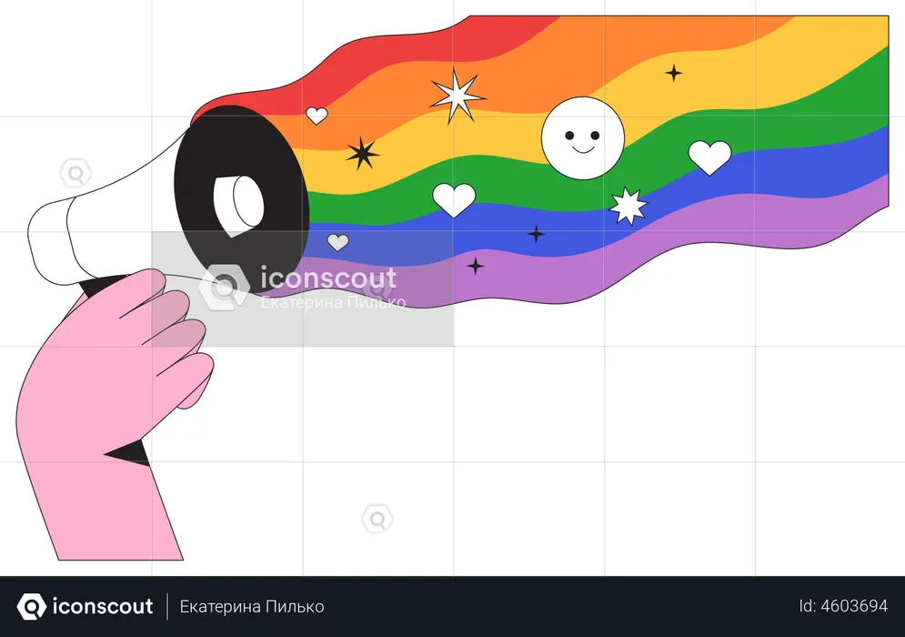 Protesta del mes del orgullo  Ilustración