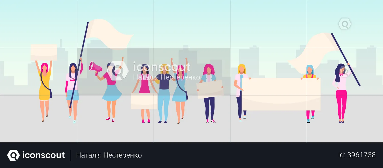Protesta por el empoderamiento de las mujeres  Ilustración