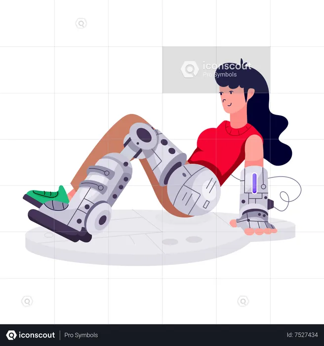 Fille prothétique avec jambe de robot  Illustration