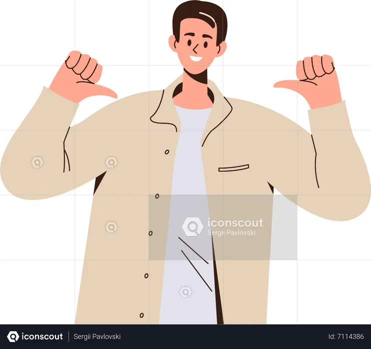 Proud successful businessman pointing finger at himself  Illustration