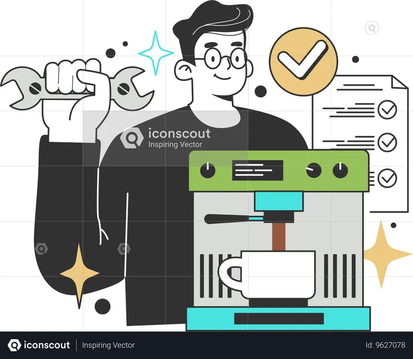 Provide maintenance service to household appliances for energy efficiency at home.  Illustration