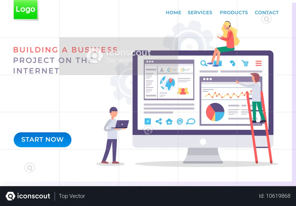 Sitio web en línea para proyectos de creación de empresas  Ilustración
