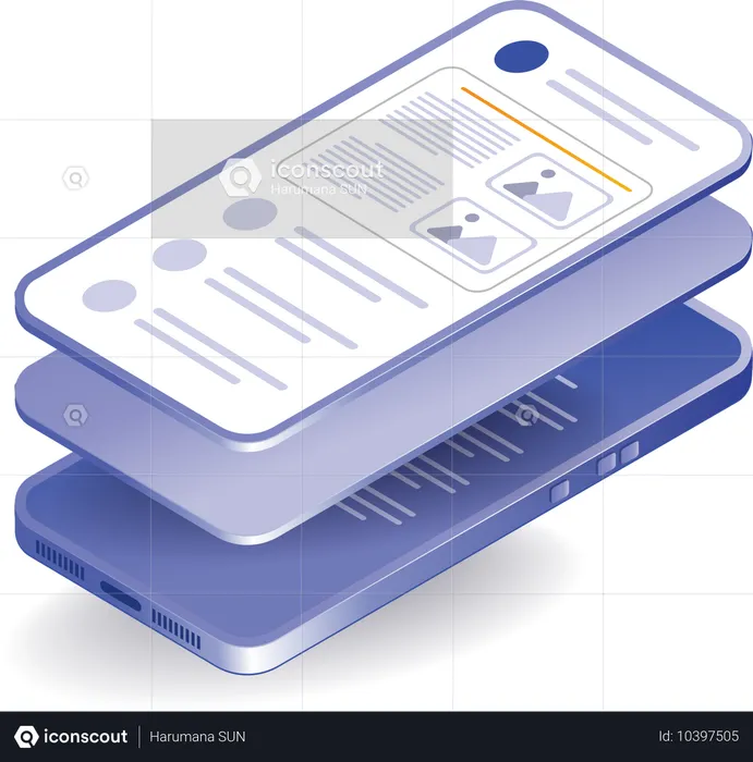 Tecnología de prueba de capas de pantalla de aplicaciones para teléfonos inteligentes  Ilustración