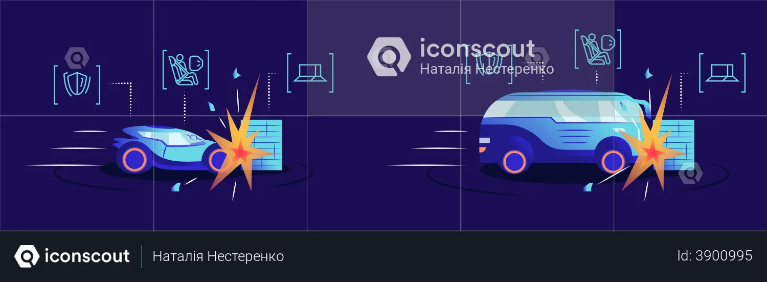 Prueba de choque de autos sin conductor  Ilustración