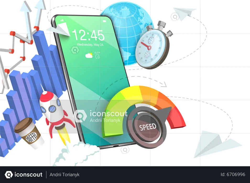 Prueba de velocidad del sitio web móvil  Ilustración