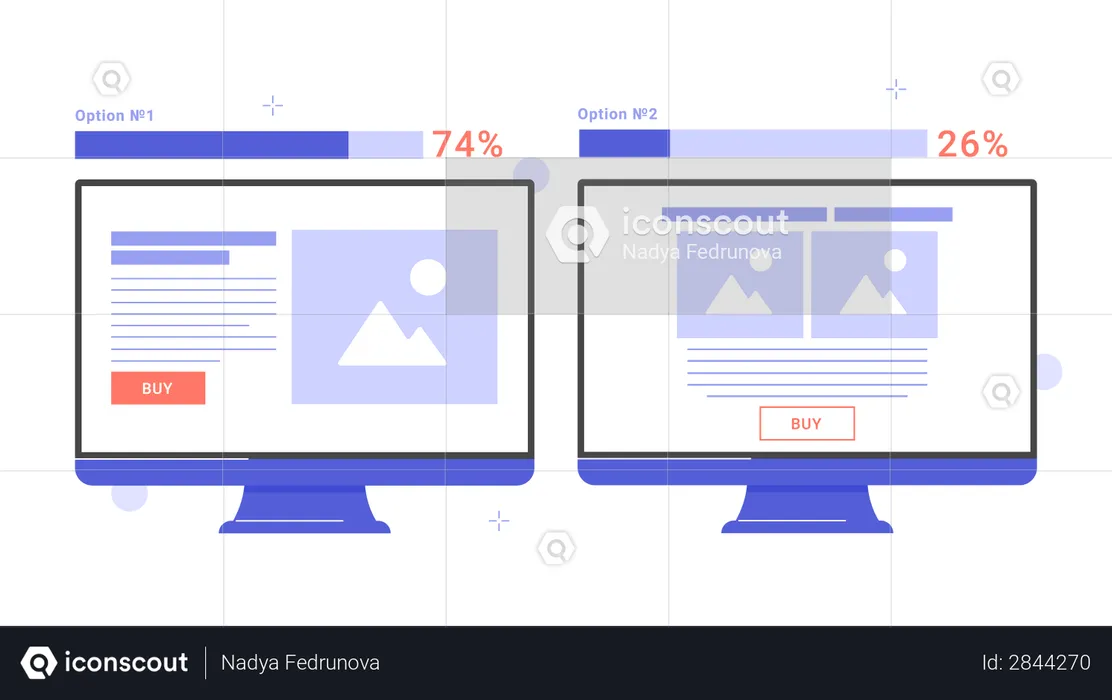 Prueba dividida del diseño web de la página de destino.  Ilustración