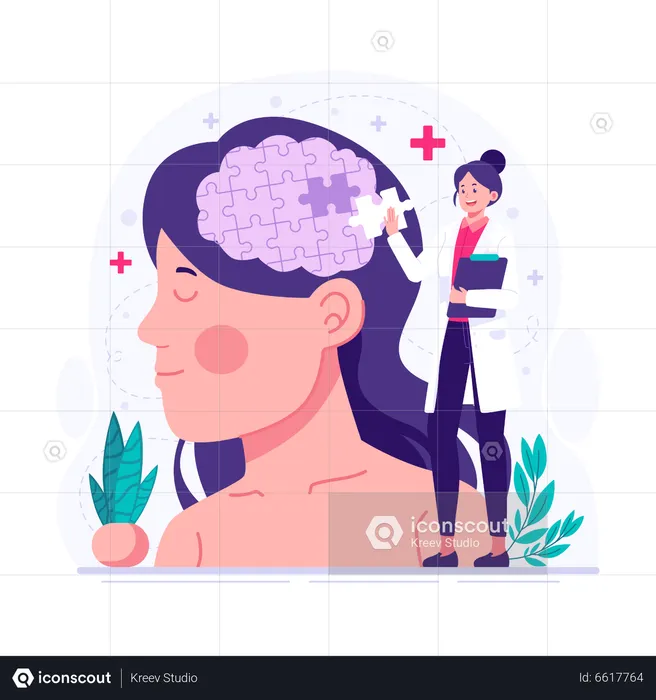 Psychiatrist helps clear the patient's mind  Illustration