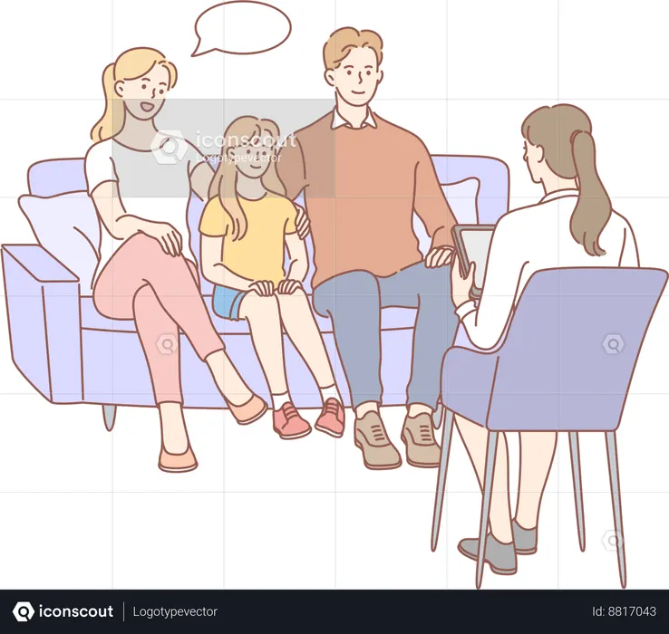 Psychology session for family  Illustration