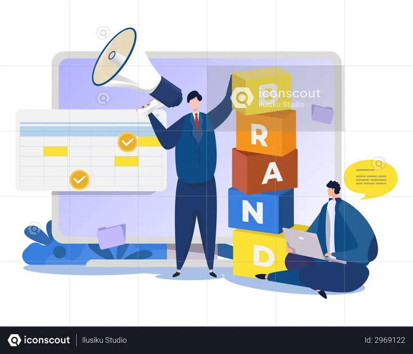 Public relations and brand marketing team  Illustration