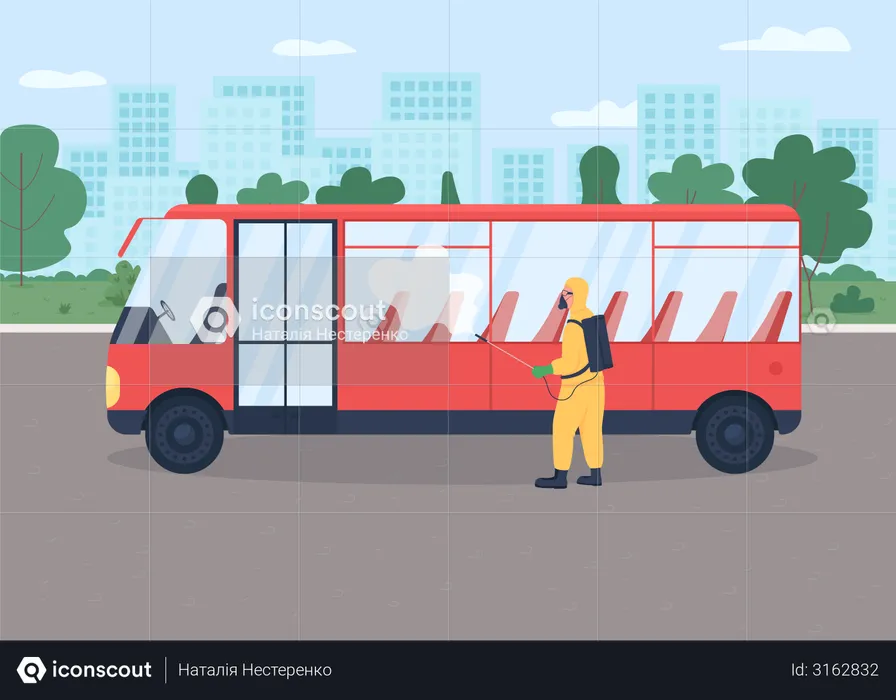Public transport disinfection  Illustration