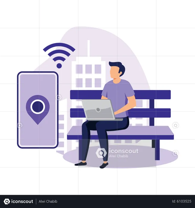 Public Wifi Hotspot  Illustration