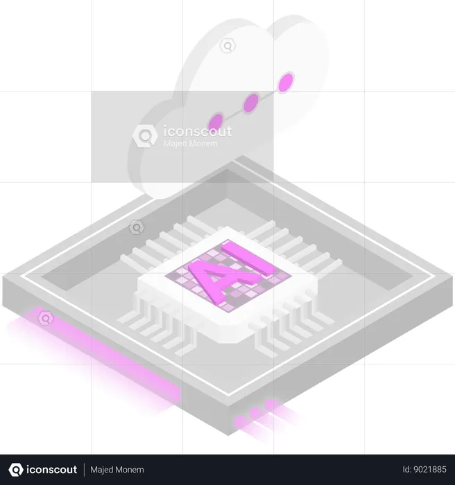 Puce de processeur cloud ai  Illustration