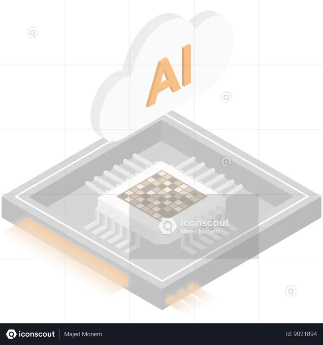 Puce de processeur cloud ai  Illustration