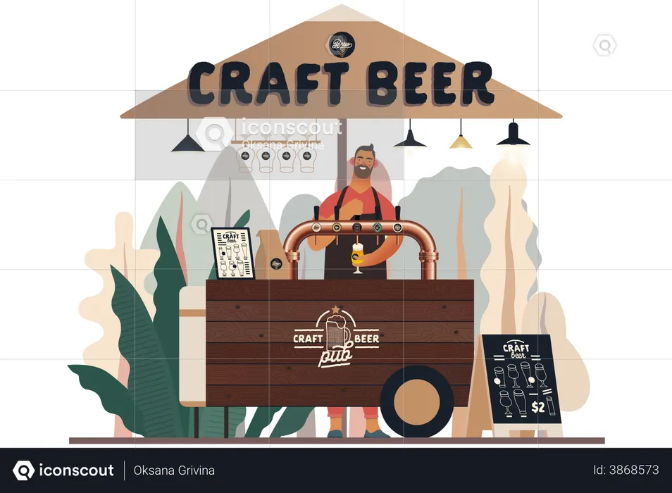 Puesto de cerveza  Ilustración
