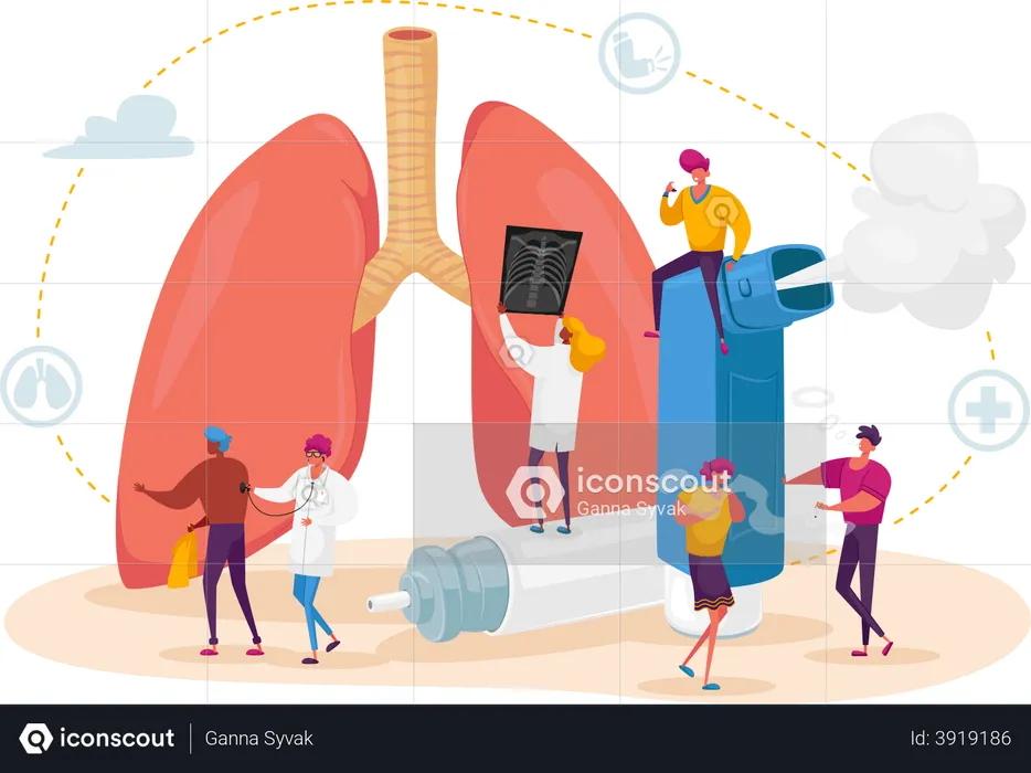 Pulmonologie und Asthma  Illustration