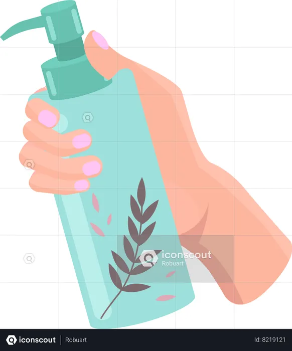Pump bottle with substance for skin care  Illustration