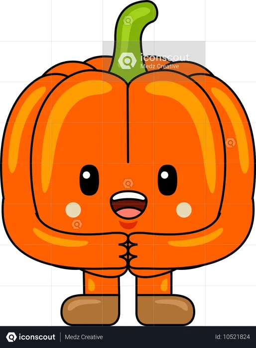 Pumpkin Mascot Character  Illustration