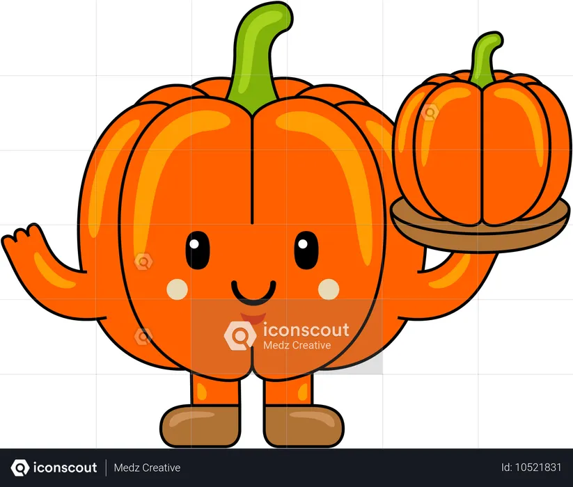 Pumpkin Mascot holding Pumpkin  Illustration