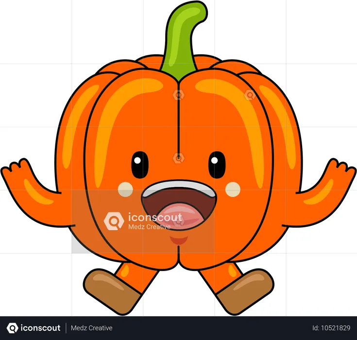 Pumpkin Mascot jumping in air  Illustration