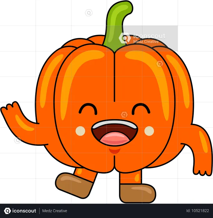 Pumpkin Mascot waiving hand  Illustration