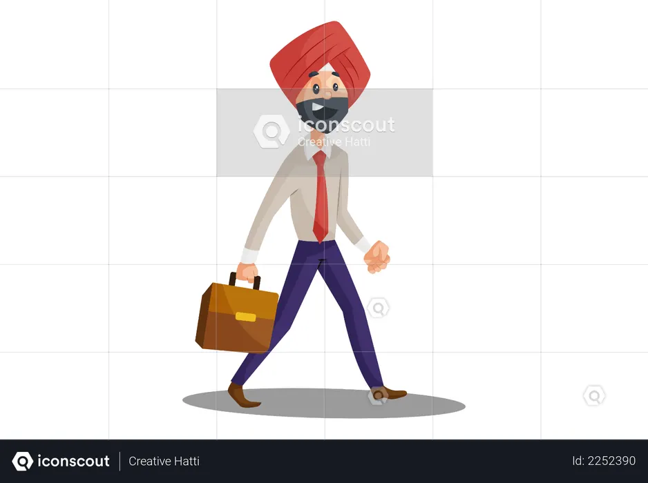 Punjabi Businessman Holding A Briefcase In Hand And Going To The Office