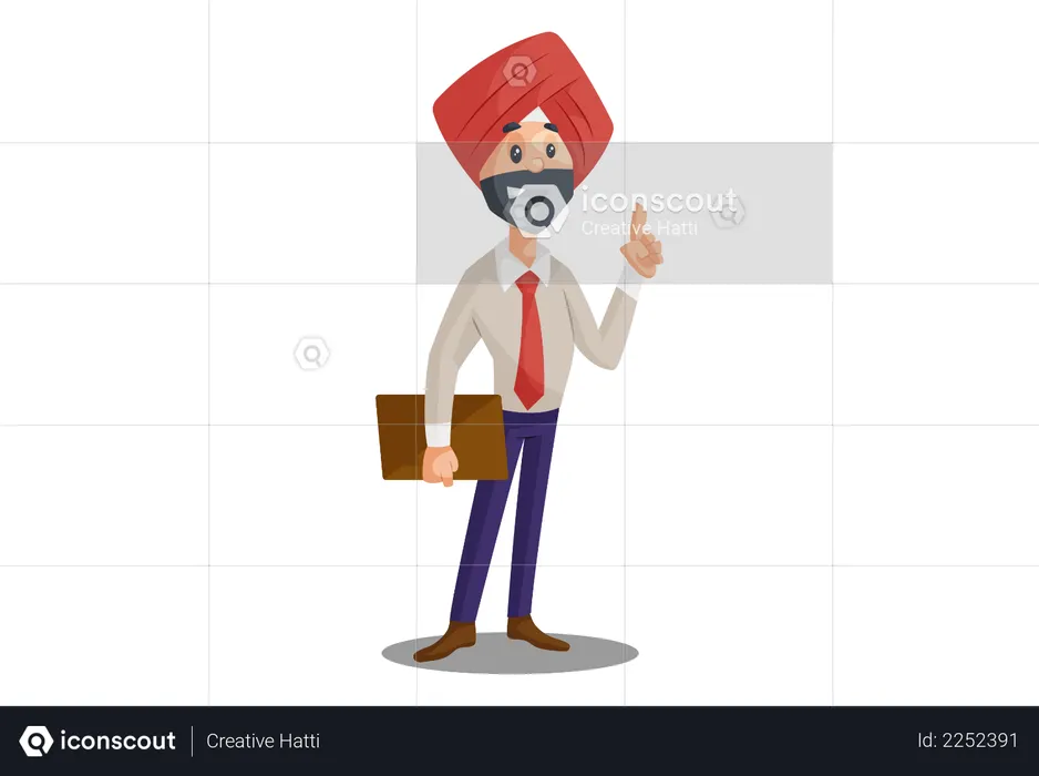 Punjabi businessman holding a file in hand  Illustration