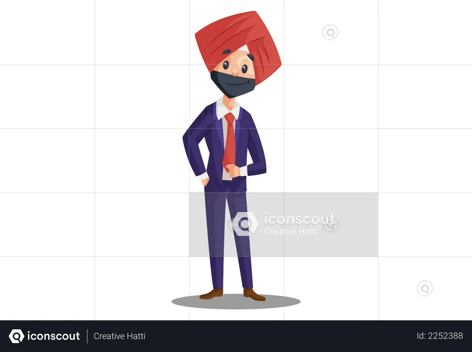 Punjabi businessman standing in style  Illustration