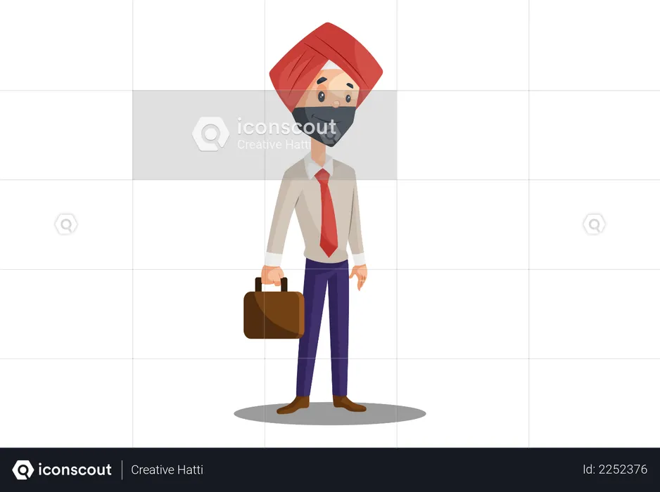 Punjabi businessman with the briefcase  Illustration