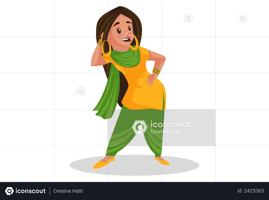 Fille punjabi dansant  Illustration