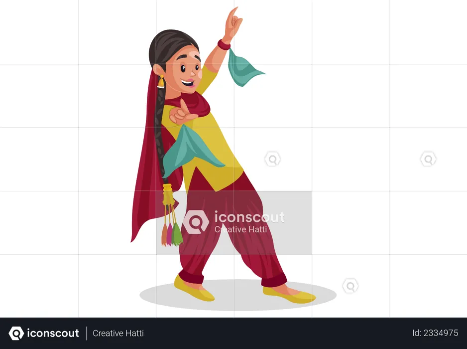 Punjabi girl dancing  Illustration