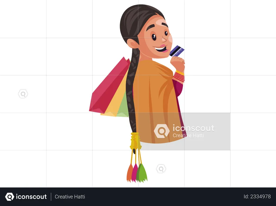 Punjabi girl doing shopping  Illustration