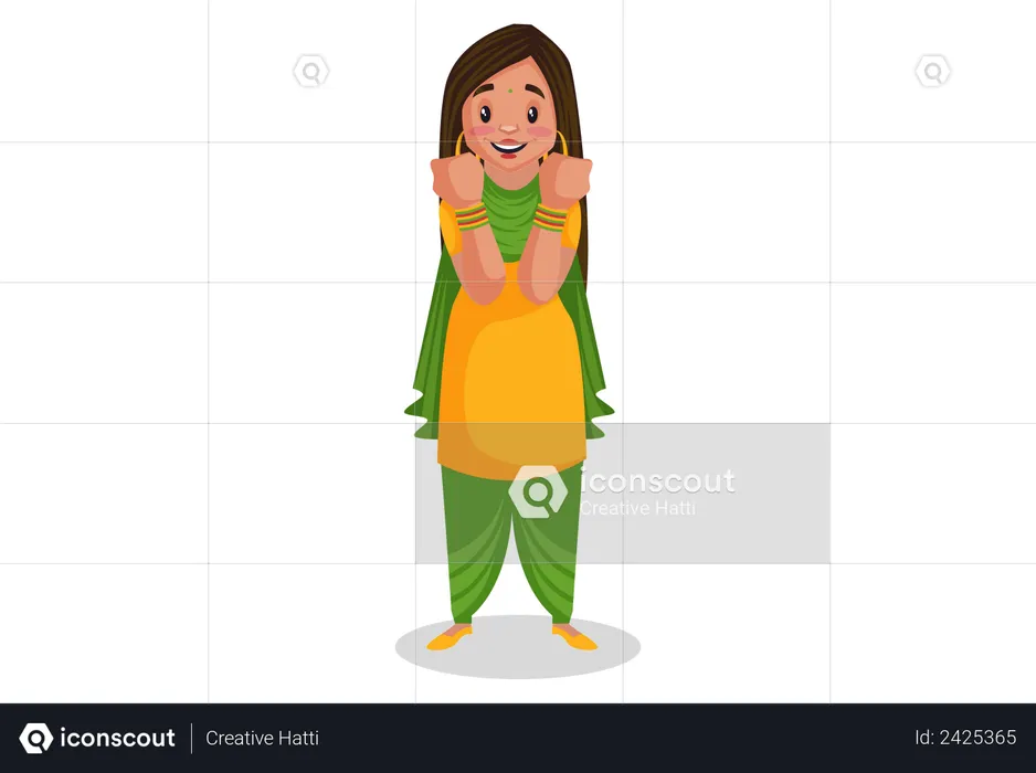 Punjabi girl showing her bangles  Illustration