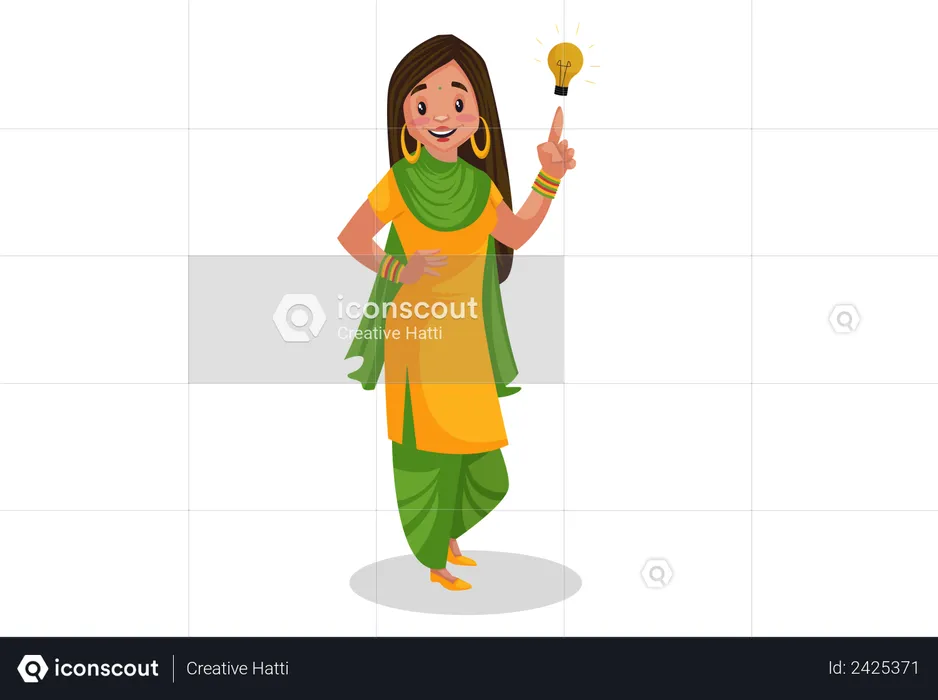 Punjabi girl with an idea  Illustration