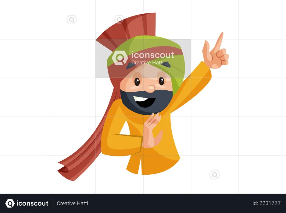 Hombre punjabi con cara sonriente  Ilustración