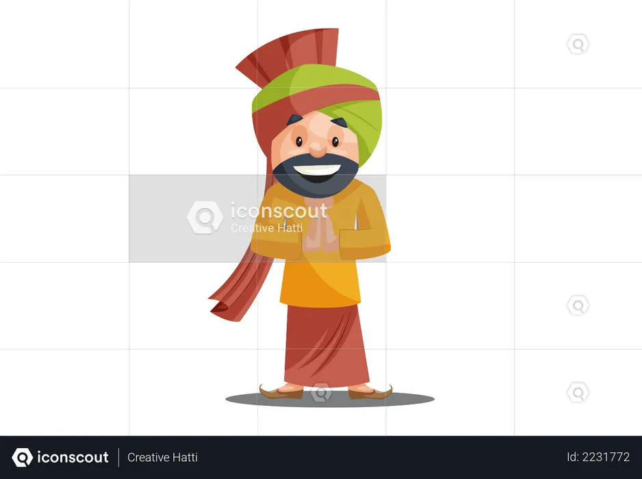 Homem punjabi com mão de cumprimento  Ilustração