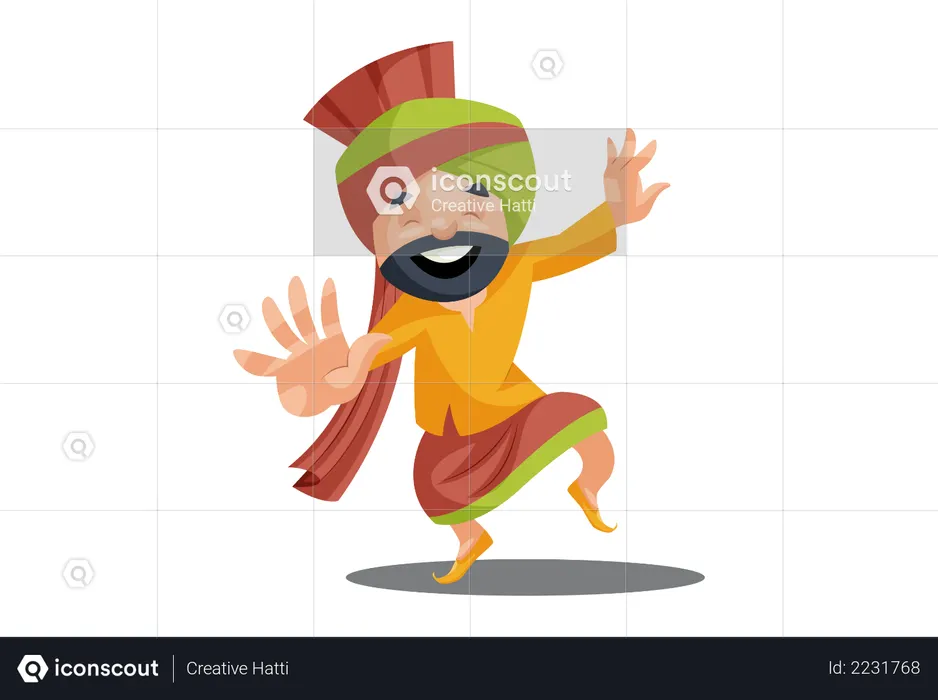 Punjabi man dancing  Illustration