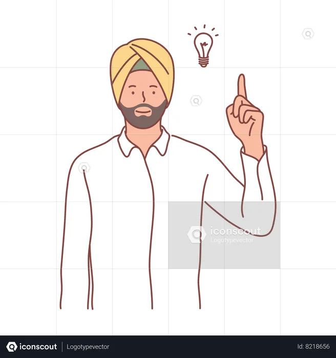 Punjabi man getting idea  Illustration