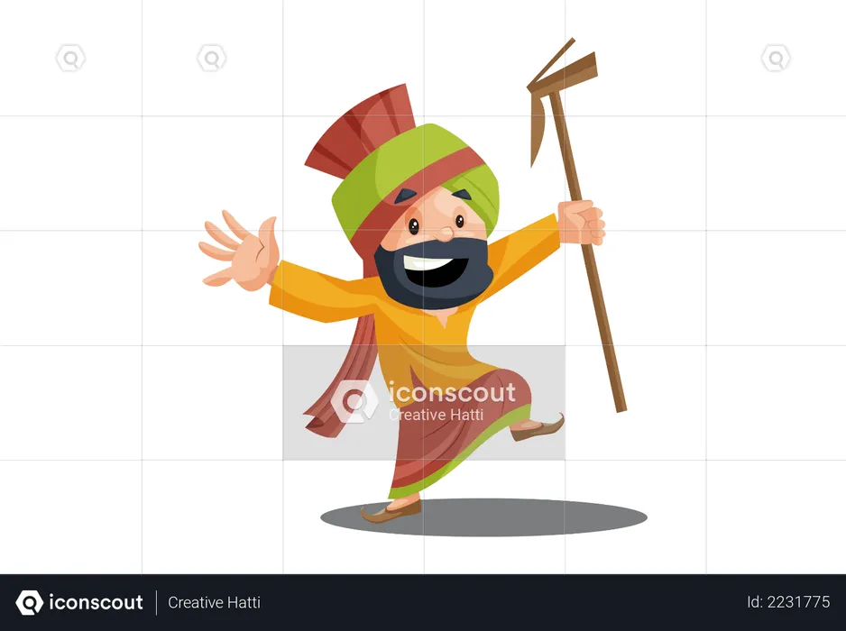 Punjabi man is dancing  Illustration